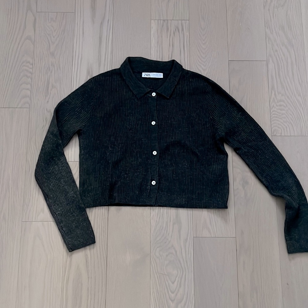 Polo sweater wool cropped shirt